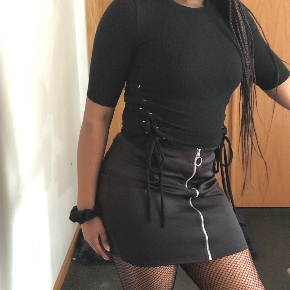 Zip front mini skirt